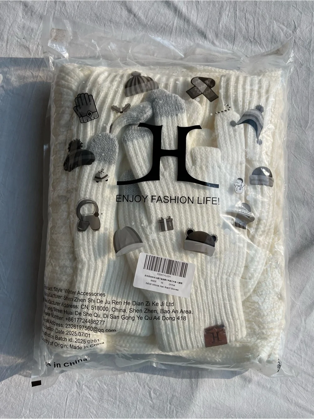 Cream Knit Winter Beanie, Gloves & Scarf Set - Men's Accessories